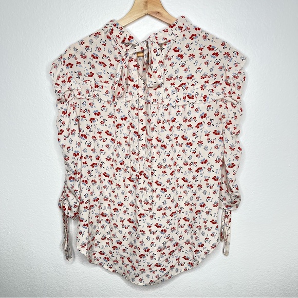 Veronica Beard Howell Blouse White Multi Floral Silk Bohemian Breathable Light - Picture 6 of 10